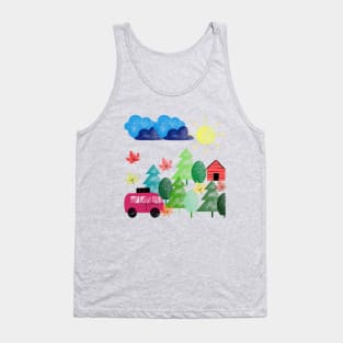 Red bus coming home Tank Top